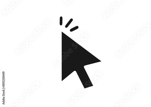 白い枠線のある黒いマウスポインタがクリックするシンプルなイラスト