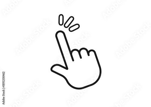 黒い枠線のある白いマウスポインタがクリックするシンプルなイラスト