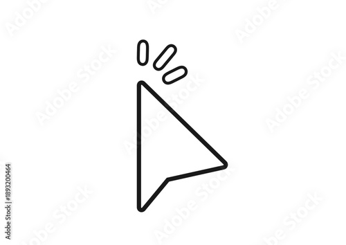 黒い枠線のある白いマウスポインタがクリックするシンプルなイラスト