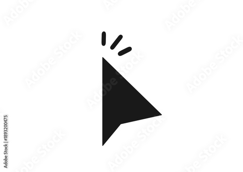 白い枠線のある黒いマウスポインタがクリックするシンプルなイラスト