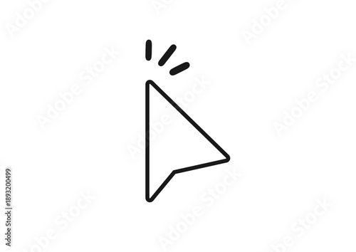 黒い線だけのマウスポインタがクリックするシンプルなイラスト