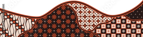 Abstract Wavy Batik Pattern Border Frame with Earth Tones Design