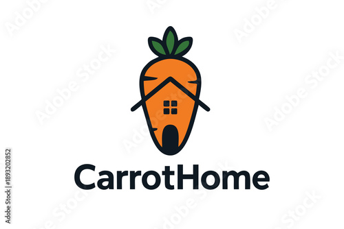 Carrot Home Logo Design with House Element