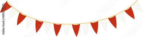 Indonesian Triangular Pennant Banners on a Curved String