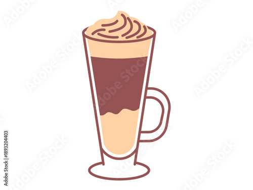 Latte macchiato icon. Cafe icon design. Colored icon style. Simple filled and outline icon.