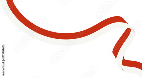 Indonesian Flag Banner in Red and White Minimalist Design Curves