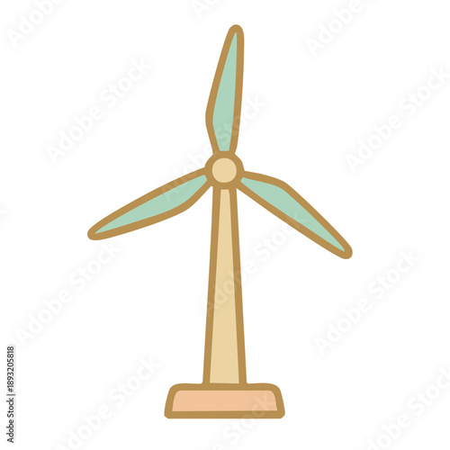 Wind Turbine Cartoon Illustration Renewable Energy.