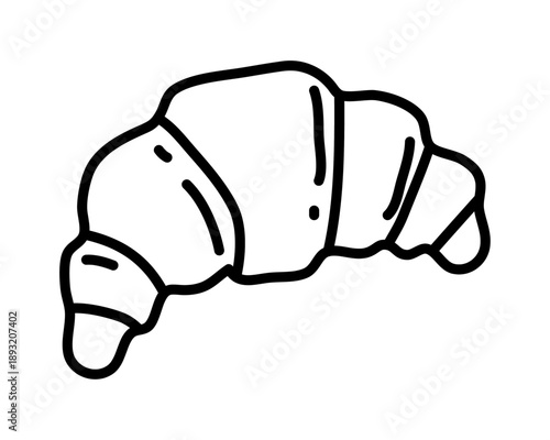 Vintage hand-drawn line art of a single croissant. Vector illustration in sketch style Editable stroke.