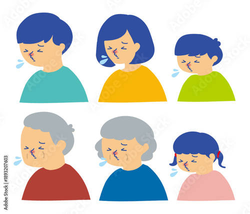 くしゃみをしている人のイラスト/Illustration of a person sneezing