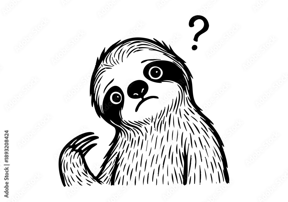 Obraz premium Sloth hand drawn simple sketch vector illustration