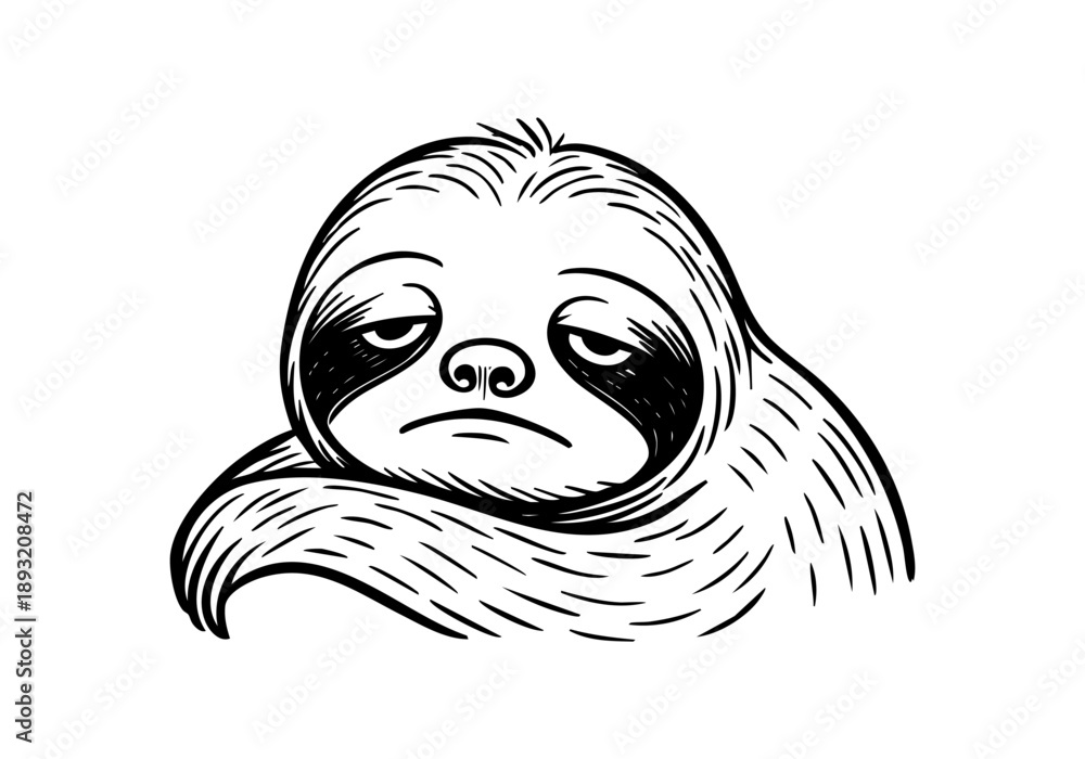 Obraz premium Sloth hand drawn simple sketch vector illustration