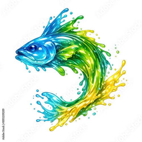 Vibrant Splash Fish Aquatic Art Isolated On Transparent Background