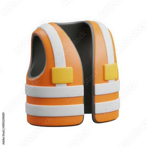 3d rendered safety vest with reflective stripes