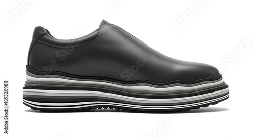 Modern black leather slip-on shoe