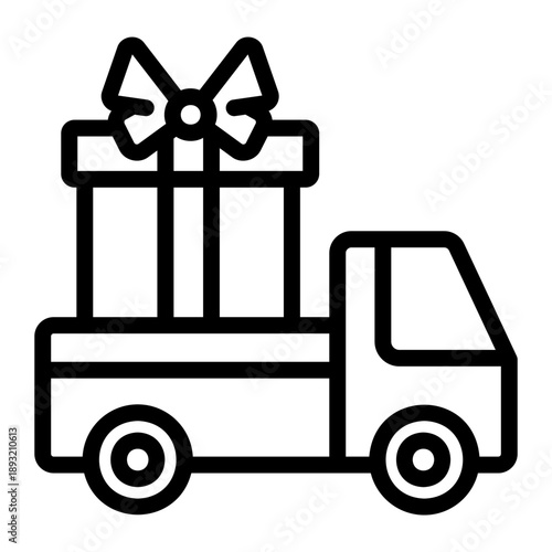 Gift delivery truck Line Icon
