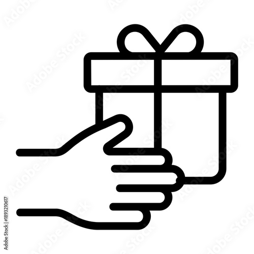 Hand giving gift Line Icon
