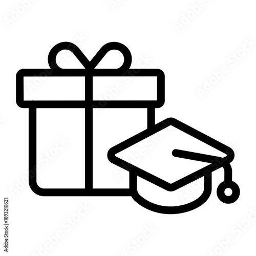 Graduation gift box Line Icon