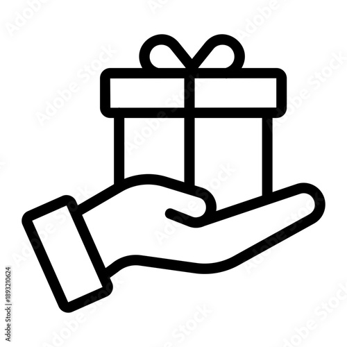 Hand receiving gift Line Icon