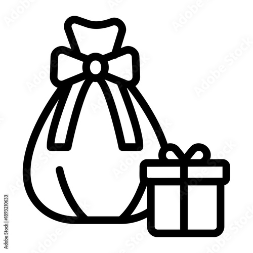 Santa gift box Line Icon