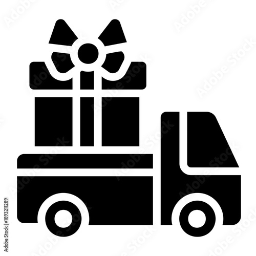 Gift delivery truck Solid icon