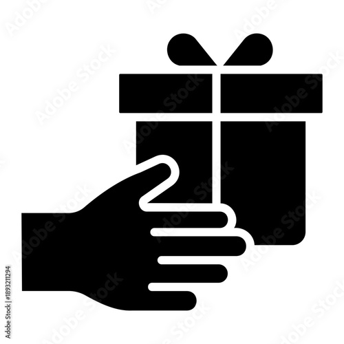 Hand giving gift Solid icon