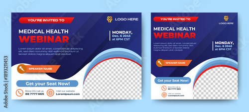set of Medical healthcare webinar banner template design. social media post and web banner template. vector	