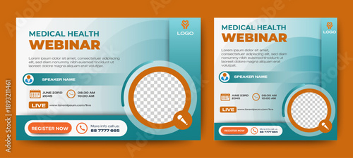 set of Medical healthcare webinar banner template design. social media post and web banner template. vector	