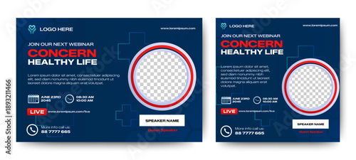 Health life webinar banner template design. social media post and web banner template. vector