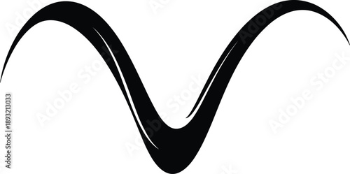 Symmetrical wave-like black design with upward curves and central dip, symbolizing flow, harmony, motion, and abstract visual rhythm