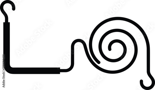 Umbrella and tangled rope icon symbolizing protection confusion problem solving and complexity in minimal vector design