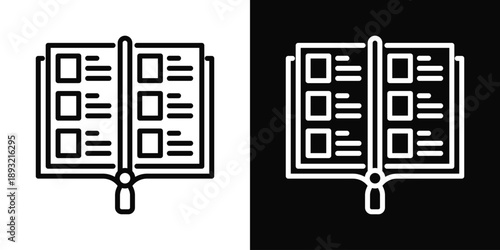 Yearbook Icon White And Black Background Style
