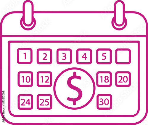 Calendar with financial symbol isolated on white background, illustration