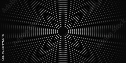 Create a bold look with a centric circle background featuring vector graphics of sound waves.