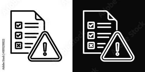 Risk Assessment Icon White And Black Background Style