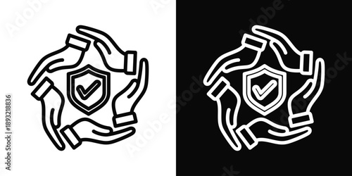 Safety Icon White And Black Background Style