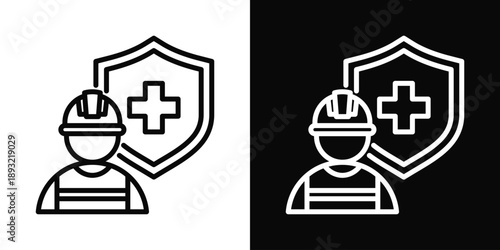 Work Safety Icon White And Black Background Style