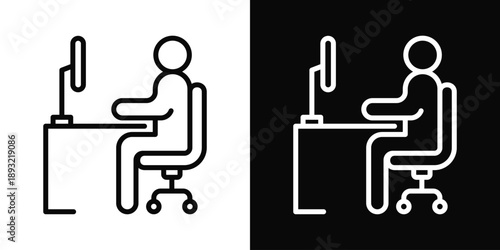 Ergonomic Icon White And Black Background Style