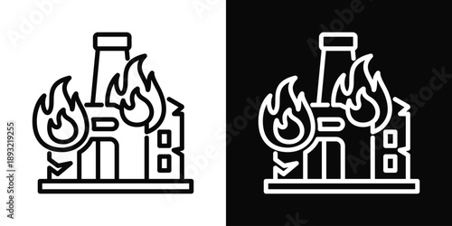 Fire Icon White And Black Background Style
