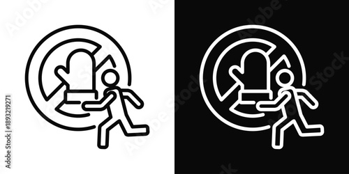 Prevention Icon White And Black Background Style