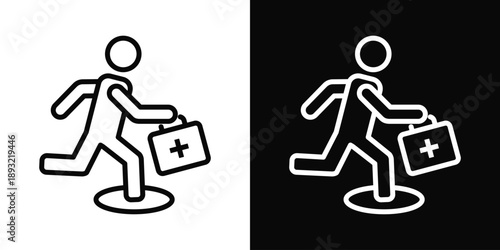 First Aid Icon White And Black Background Style