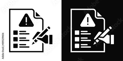 Incident Report Icon White And Black Background Style