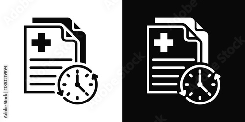 Medical Record Icon White And Black Background Style