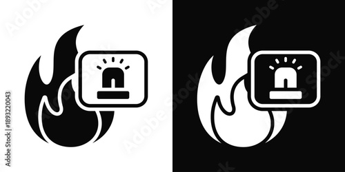 Emergency Icon White And Black Background Style