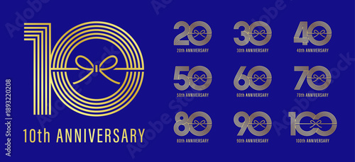 金色の水引で表現した和風周年（アニバーサリー）ロゴ・アイコンセット