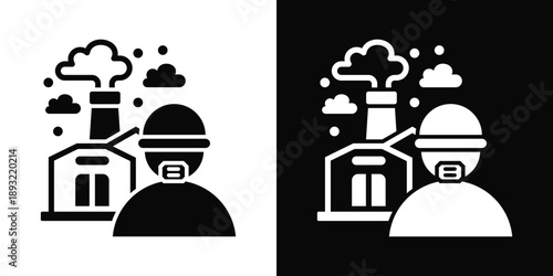 Air Pollution Icon White And Black Background Style