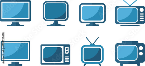 Collection of Flat Representing Various Televisions and Monitors