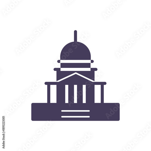 US Capitol Building Icon, Congress Government Dome Landmark, Solid Glyph Vector Symbol for Federal Politics, Law, Democracy and Elections.
