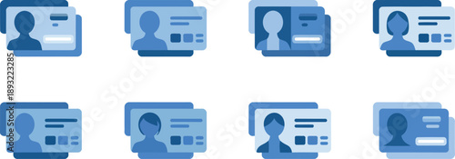 Collection of Blue Flat Representing Identification Cards