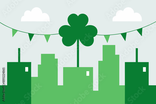 Minimal St. Patrick’s Day City Vector Illustration