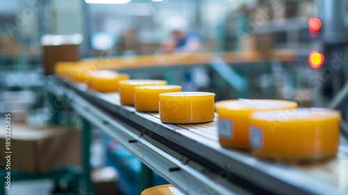 Wallpaper Mural Food packaging process, sealing and labeling packaged food, clean factory environment. Torontodigital.ca